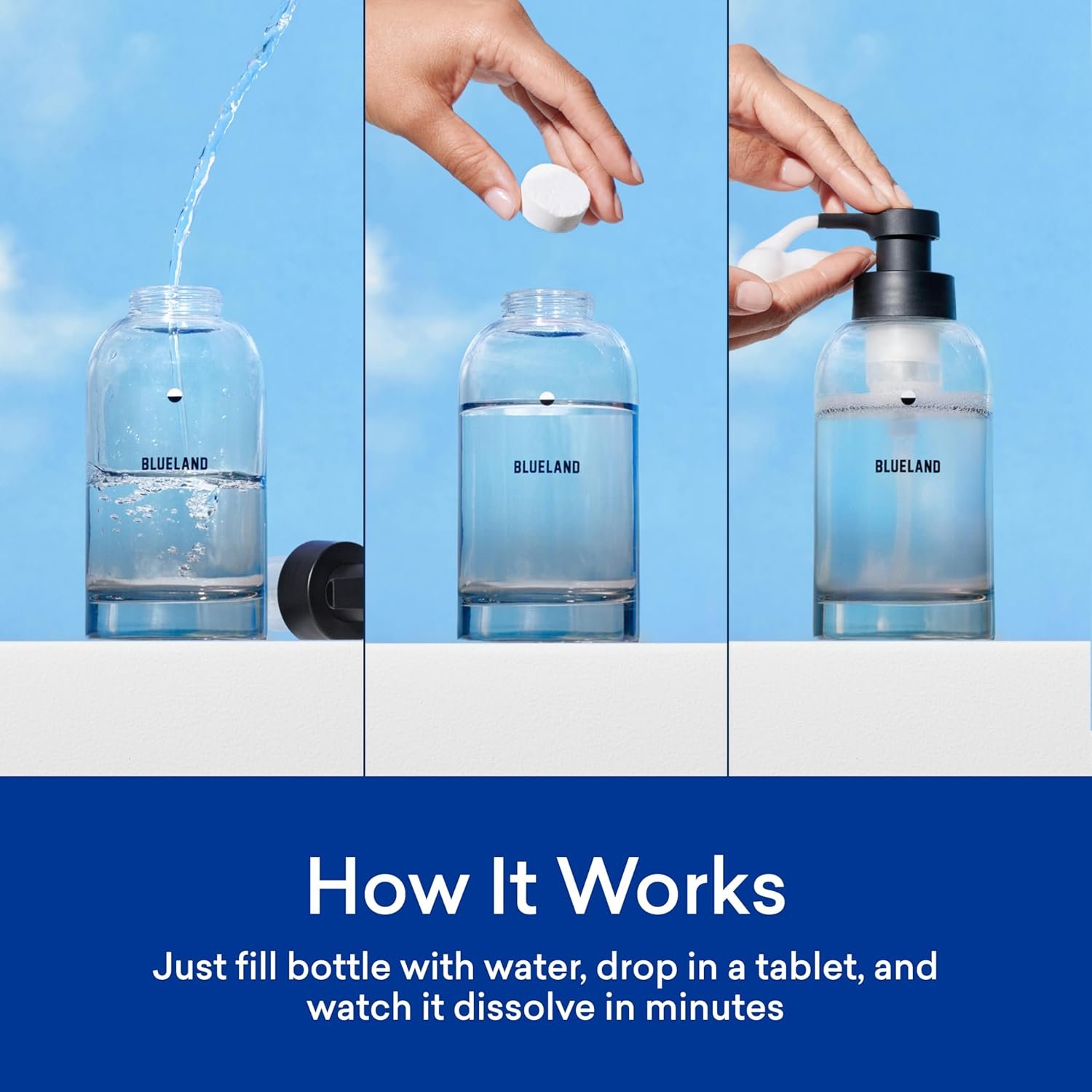 Foaming hand soap made from tablets - bathroom and kitchen use